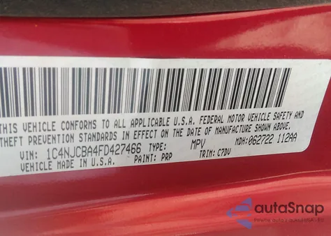 2015 Jeep Compass Sport из США, поврежденный, VIN 1C4NJCBA4FD427466